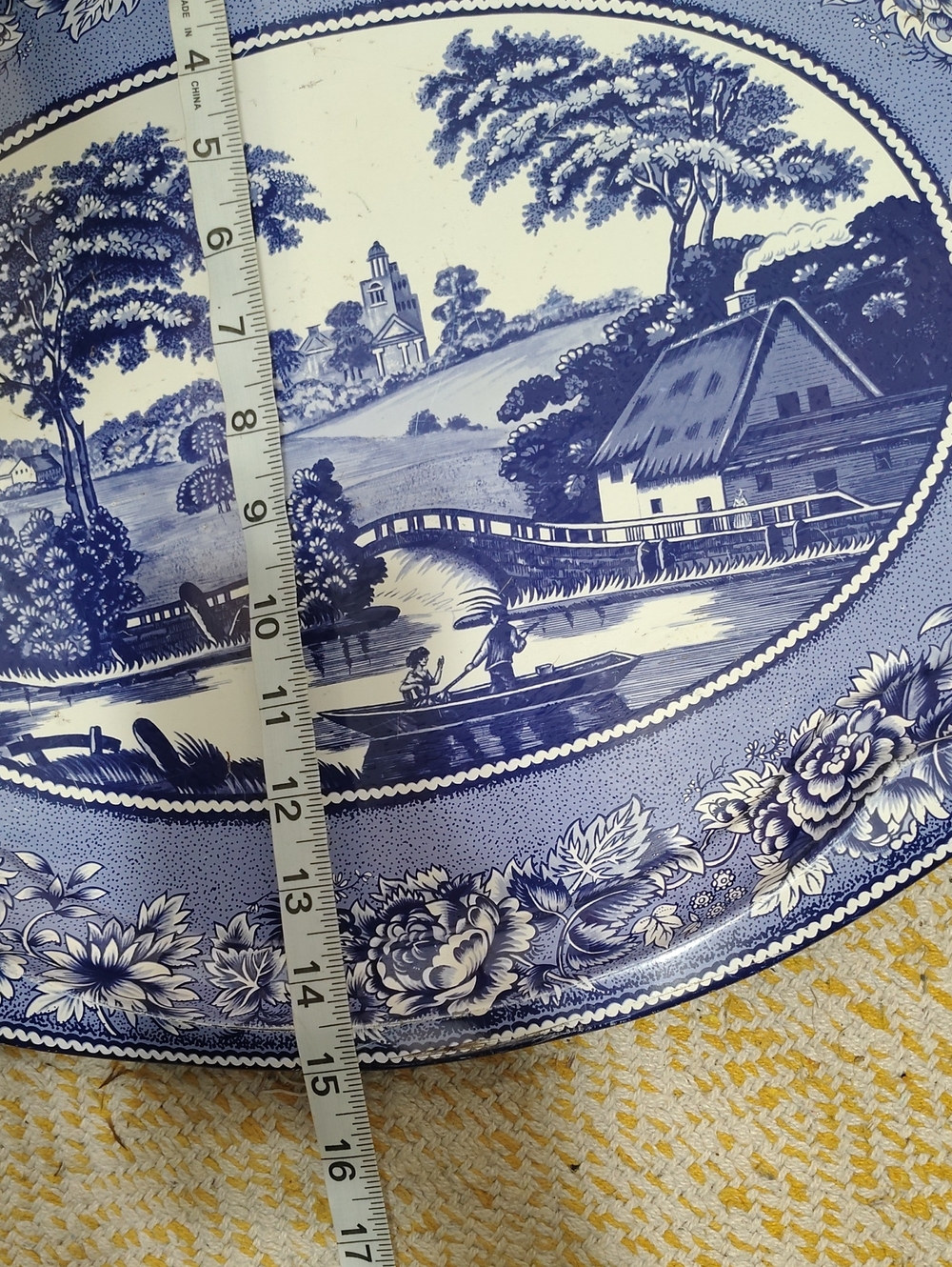 daher Decorated Ware Blue And White Metal Oval Serving Tray - Picture 5 of 7